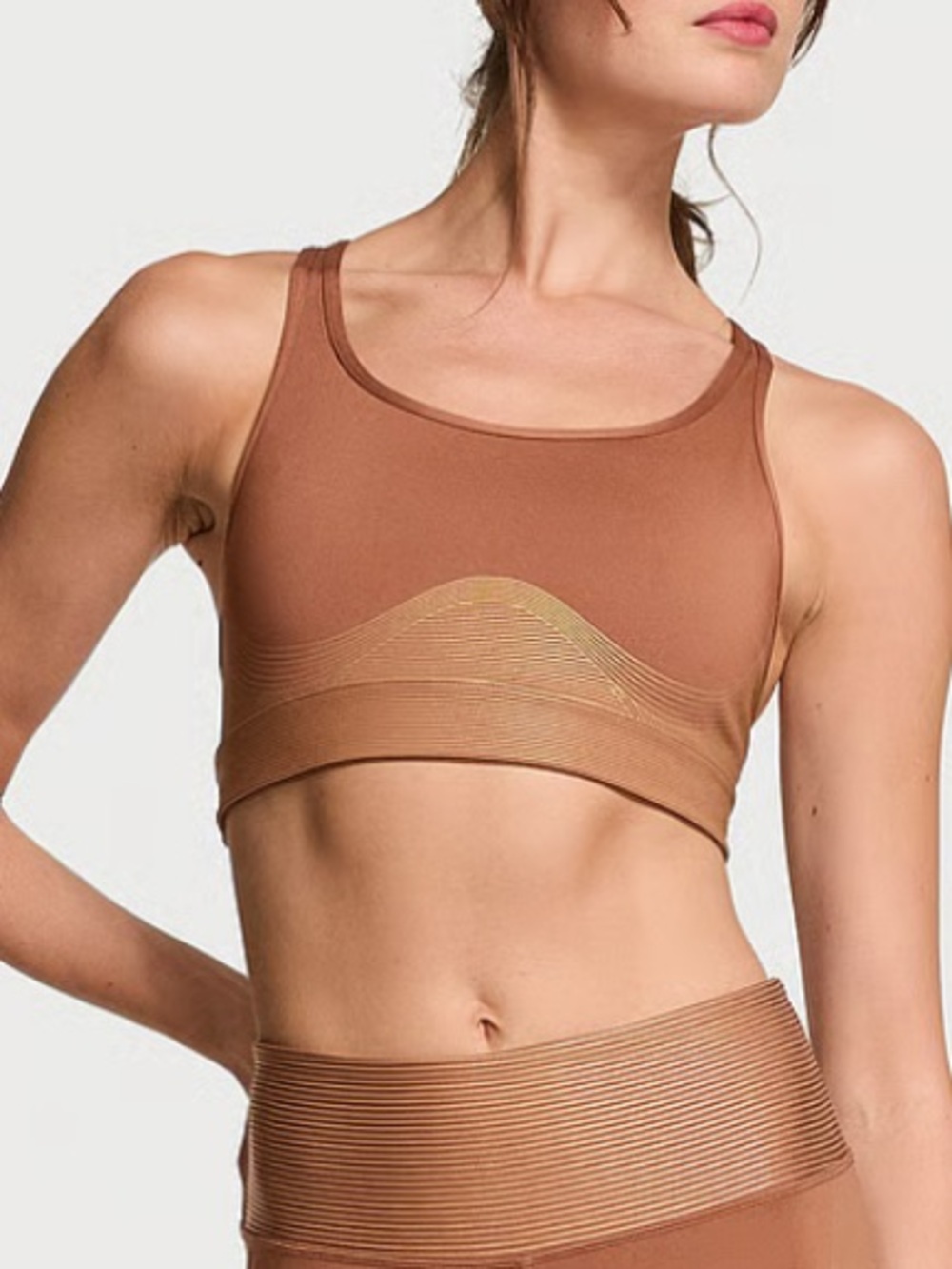 Victoria's Secret Brown & Gold Essential Shine Sports Bra XL